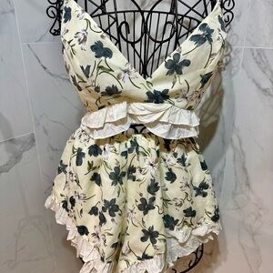 Floral Two Piece Ruffle set
